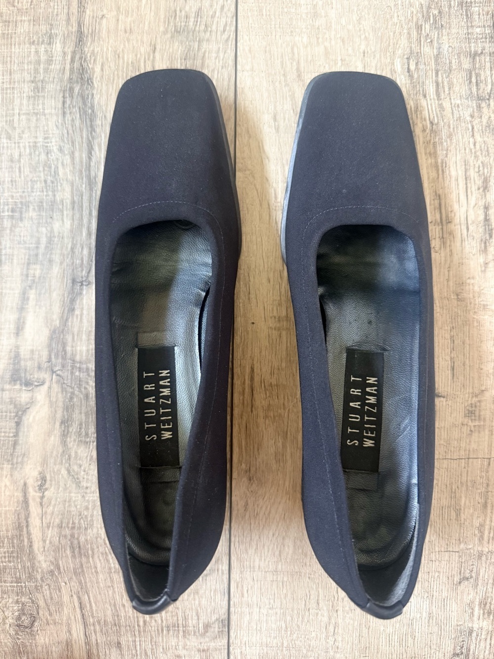 Vintage Stuart Weitzman Stretch Fabric Square Toe Heels Size 7 - Picture 2 of 8